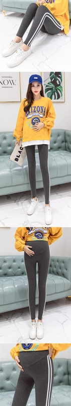 Quần legging bà bầu 2018 quần áo thu đông cộng với nhung dày cotton nâng bụng mùa đông mới mặc quần dài ấm áp quần cho bà bầu