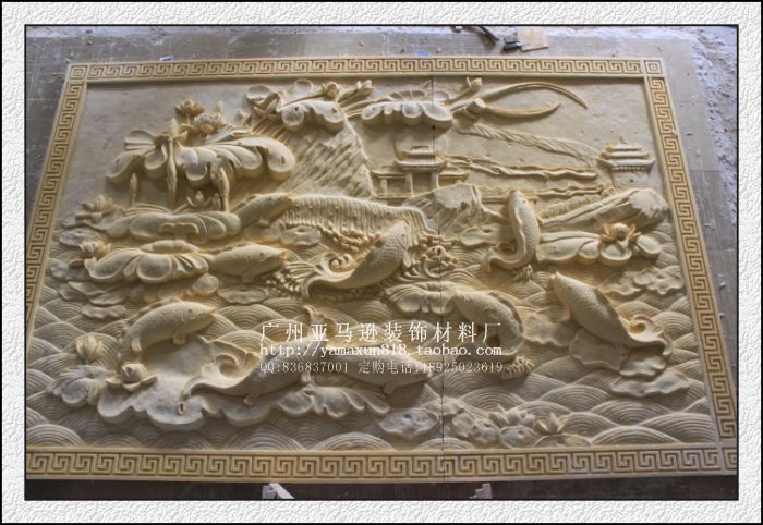 Art sandstone three-dimensional relief carp leaping dragon gate F145 glass fiber imitation copper background wall sand sculpture decorative stone