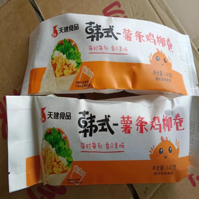 Tianjian French Fries, Chicken Rolls, Korean-Style Chicken Strips, Convenient Instant Breakfast, Late-Night Snack, Porridge Shop Ingredients, Ready-To-Eat after Heating, 60 Pieces
