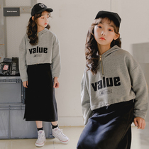 Girl dress fashionable 21 Spring and Autumn new childrens clothing Net red Chinese big girls clothes two-piece childrens dress