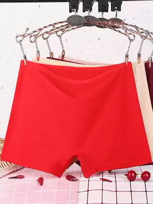 Large size high-waisted cotton women's four-corner underwear women's fat mm200 kg middle-aged four-corner underwear women's red shorts head