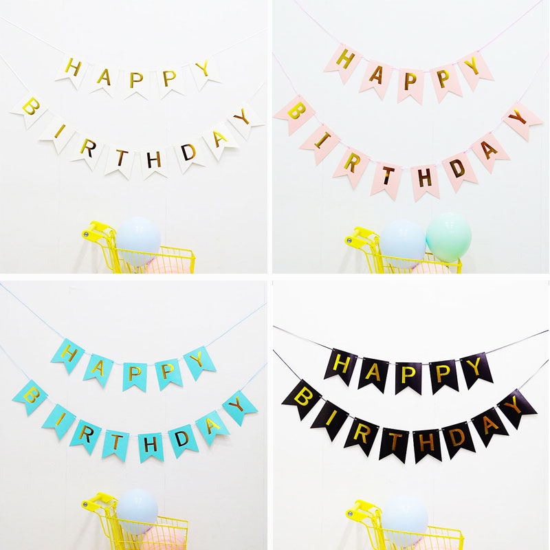 Birthday Laps Flag Happy Birthday Fish Tail Laps Decorative Balloon Birthday Party Laflower Flags Background Wall Arrangement