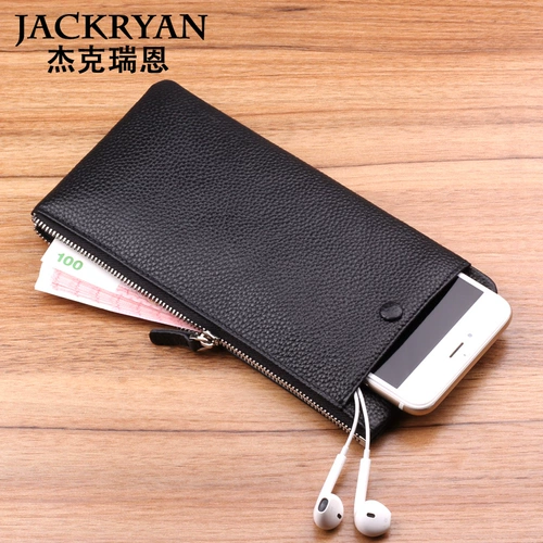 Длинный бумажник с молнией, кожаная небольшая сумка с петлей на руку, кошелек, коллекция 2022, из натуральной кожи, длина макси