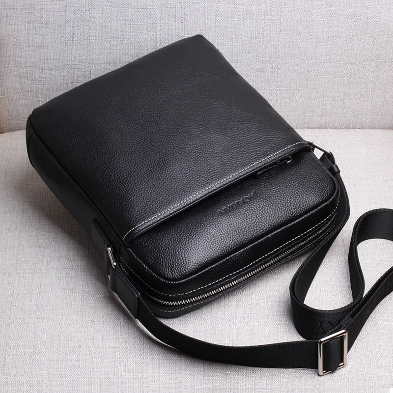 Leather men's bag shoulder bag men's messenger bag men's business casual mobile phone hanging bag first layer leather small backpack