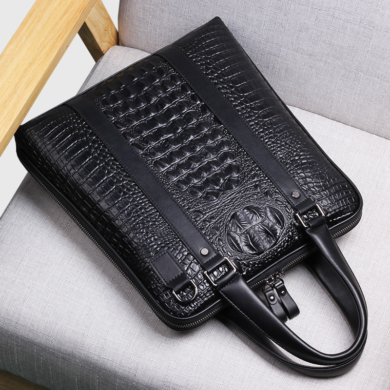 Crocodile pattern men's bag men's shoulder Messenger bag vertical portable briefcase men's leather bag business leisure bag