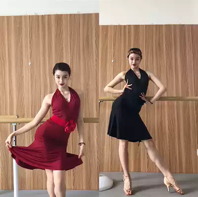 Amanda dance suit JIA 024 Latin dance new dress women hanging neck backless Latin dress belt