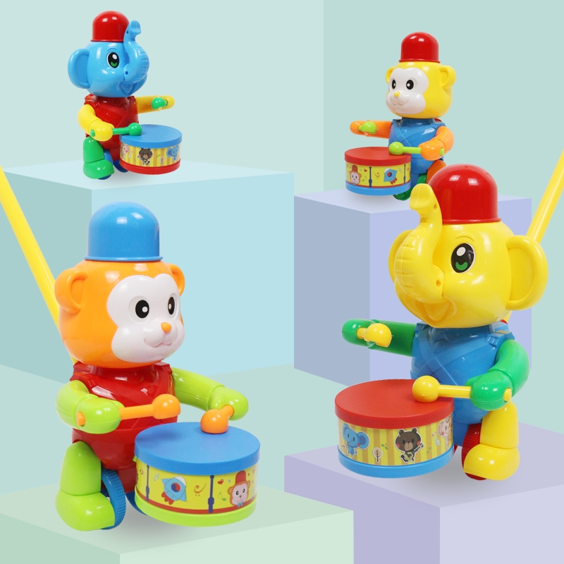 Drag children's toddler baby hand push toy pusher learn to walk Two-wheel push push music pusher Walking belt ring