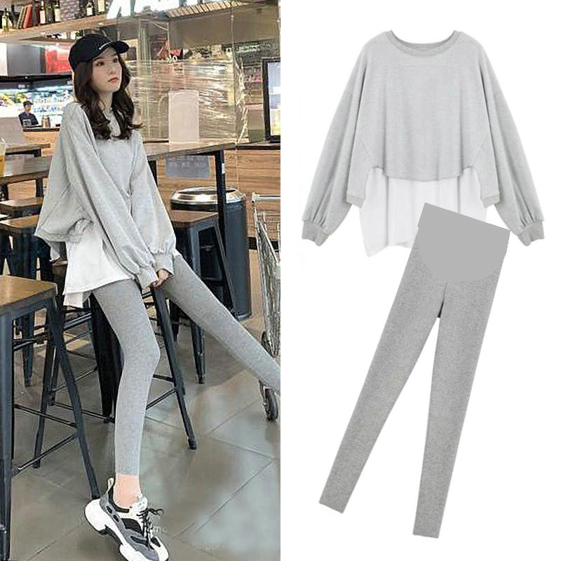 Maternity clothing autumn suit fashion autumn 202020foreign style tide mom autumn and winter clothes go out jacket two-piece set