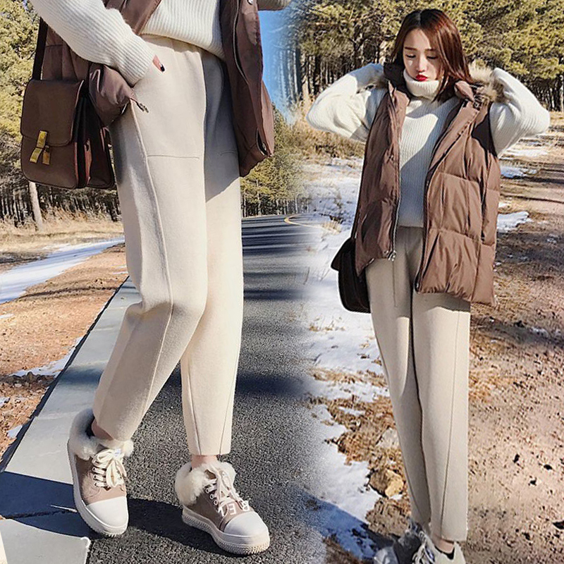 Pregnant women's trousers autumn and winter clothes New wear fashion autumn plus velvet thickened woolen pregnant women's trousers winter trousers