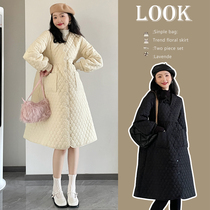 Pregnant womens autumn and winter coats large size cotton clothes 2023 new dresses autumn and winter fashionable fashionable suits