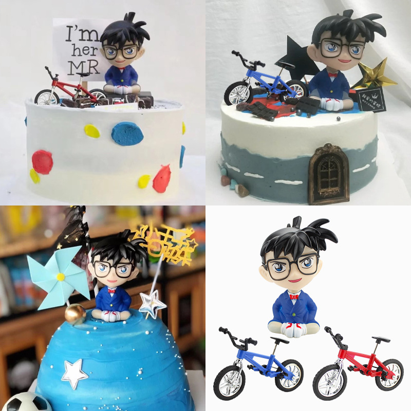 Bicycle Cake Topper, Bicycle Decoration, Bobblehead Doll, Detective Conan Figurine, Birthday Cake Baking Decoration Bicycle Cake Topper, Bicycle Decoration, Bobblehead Doll, Detective Conan Figurine, Birthday Cake Baking Decoration