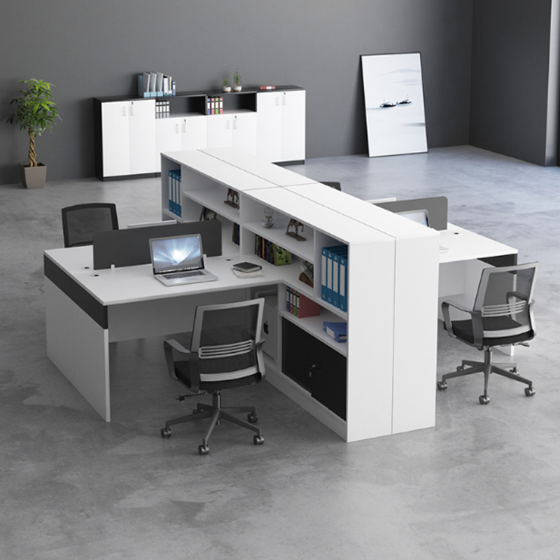 Guangdong Biathlon Finance Desk 4 People with chair combination succor modern office Bezel Screen Table Furniture