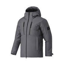 Li Ning 2020 winter new training series mens gray duck down hooded medium long down jacket AYMQ213