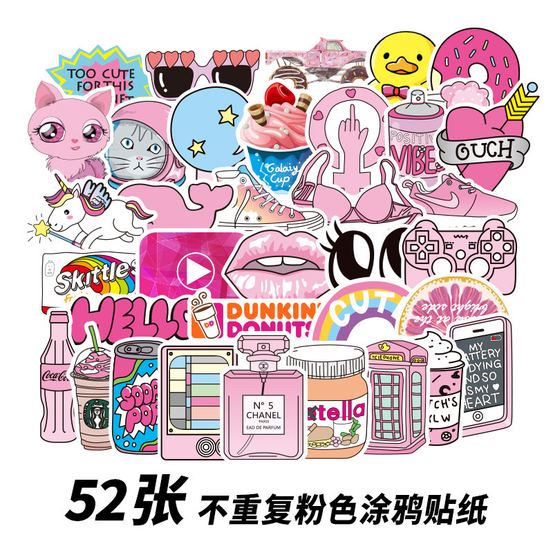 Mini cartoon pink cute suitcase stickers female ins net red suitcase stickers guitar tide brand computer stickers