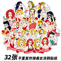 32 bomb beauty stickers Guitar Skateboard Computer graffiti Stickers Waterproof luggage trolley box Cartoon stickers