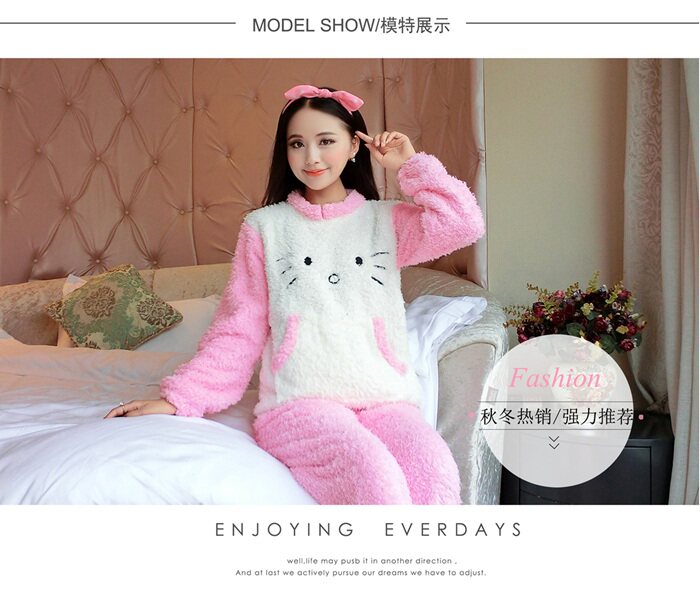 <em>睡衣女秋冬珊瑚绒</em>升级法兰绒厚款卡通水貂绒家