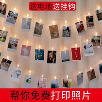 Star led lights bedroom room decorations photo clip light string net Red Wall romantic birthday scene layout