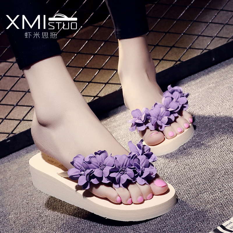 Hàn Quốc nữ dép mùa hè với dép hoa handmade ở nữ kéo dép giản dị trượt flip-flops triều nữ 