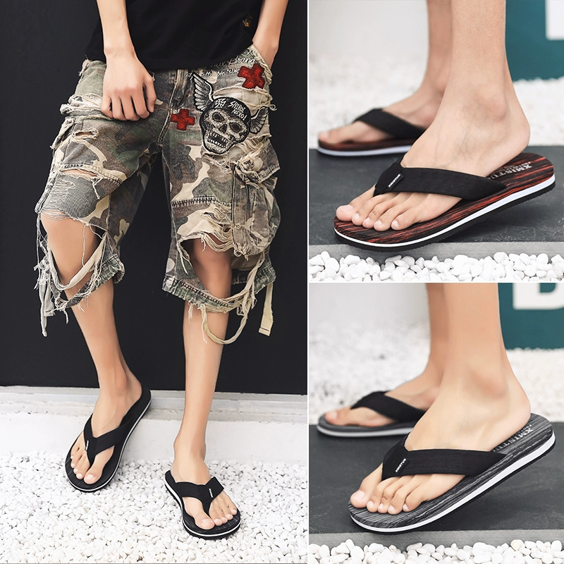 Mùa hè flip-flops bên ngoài quần áo nam thời trang xu hướng tính cách kẹp chân dưới không trượt dép bãi biển ngoài trời nhẹ nhàng và dép đi trong nhà 