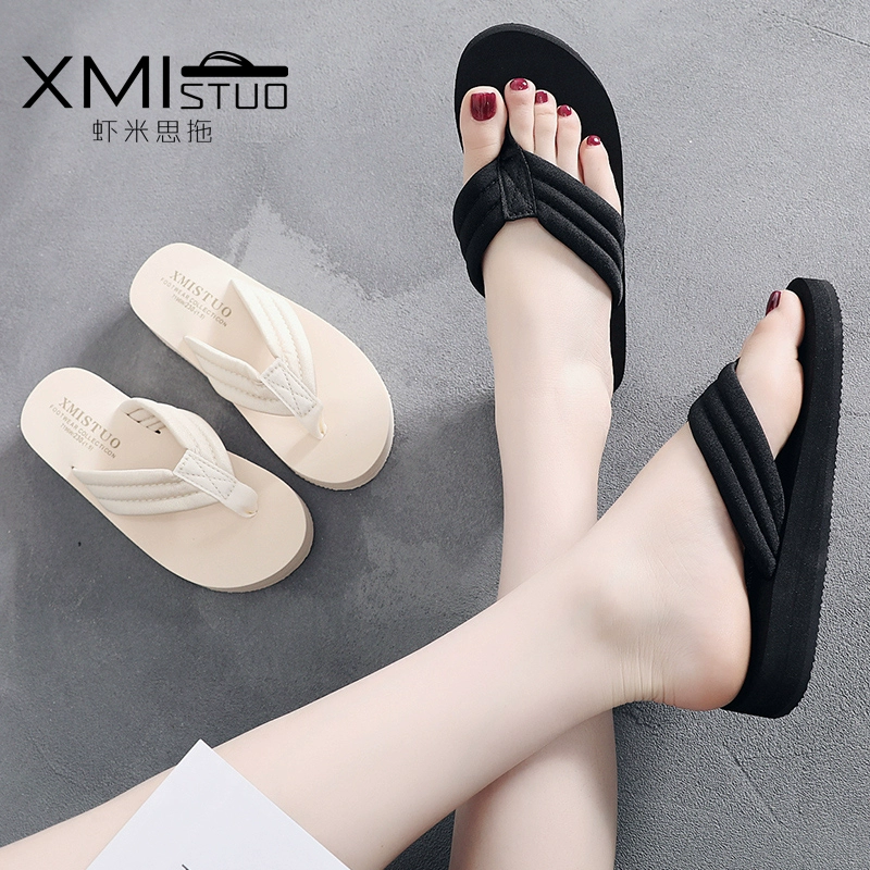 Độ dốc mới với dép nữ mùa hè phẳng mặc giản dị bên ngoài flip-flops sinh viên nữ lớn bãi dép trượt 