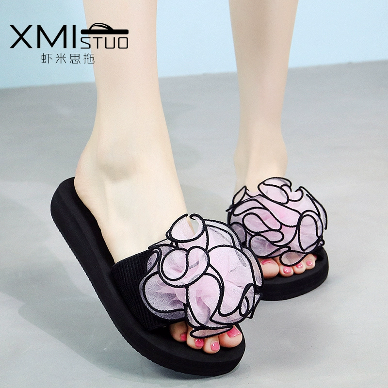 Waichuan từ kéo giày thủy triều nữ mùa hè thời trang cao cấp nặng có đáy dép flip-flops dép giản dị phẳng nữ kéo 