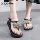2020 mới mùa hè dép phụ nữ hoang dã thời trang rhinestone lật phẳng dép La Mã giày trượt kỳ nghỉ