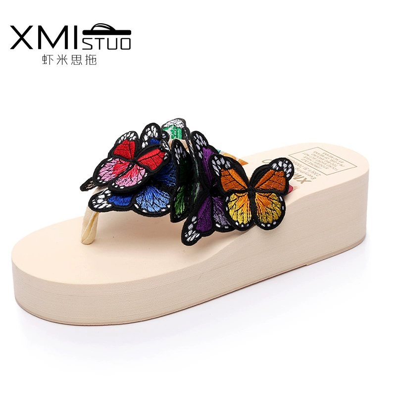 Hàn Quốc phiên bản của bướm mới dép handmade dép và dép nữ mùa hè giải trí dốc với không trượt dép nặng đáy flip-flops 