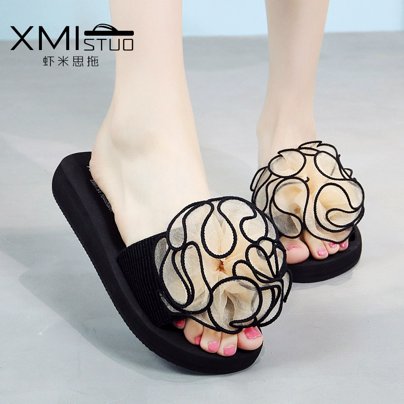 Waichuan từ kéo giày thủy triều nữ mùa hè thời trang cao cấp nặng có đáy dép flip-flops dép giản dị phẳng nữ kéo 