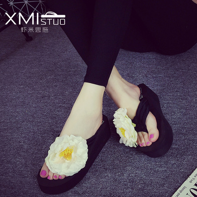 Mùa hè trượt dốc nặng đáy với dép nữ dép Muffin thời trang Hàn Quốc và dép cao gót dép hoa lật 