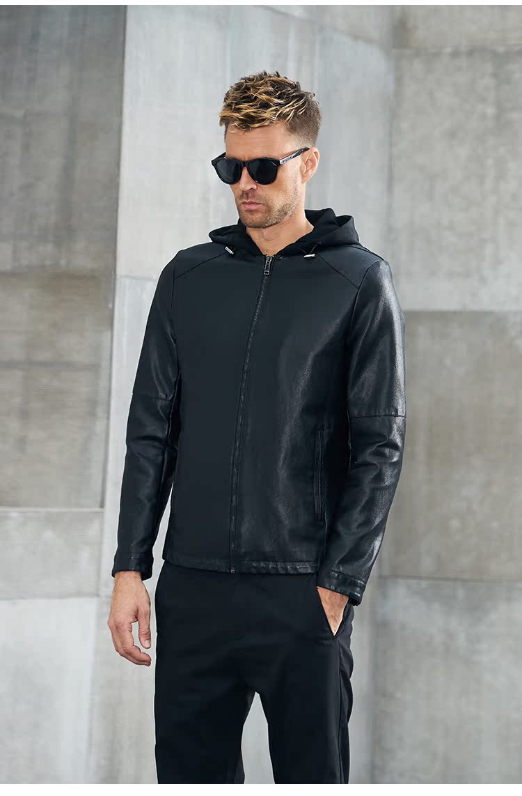British Siren khâu thiết kế Xu hướng nam Hained Giới trẻ áo khoác da xe máy Áo khoác da giản dị áo khoác adidas nam