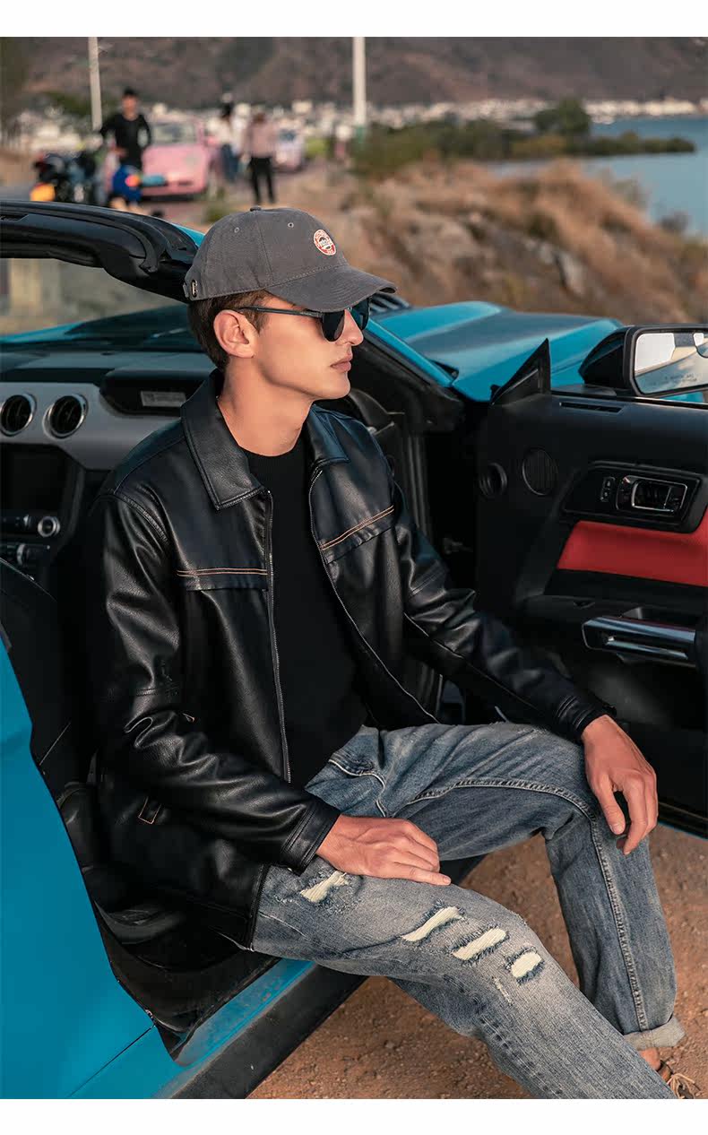  рысь  Yingjuele тенденция красивый черный ход воротник кожаная одежда школьник локомотив Кожа куртка пальто молодежь весна куртка        