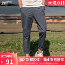 British Jue Lun Summer Mens ankle-length pants Small Foot Straight Mens Korean version of the trend Joker Pants Bundle Feet Thin