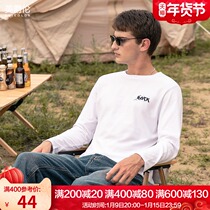 British Jue Lun mens 2021 autumn new long sleeve T-shirt trend simple printed T-shirt heavy cotton base shirt