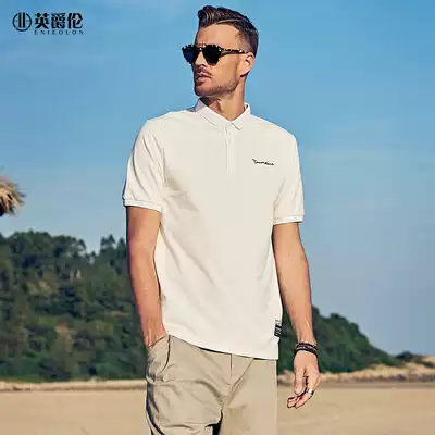 British Jue Lun 2021 summer new men polo shirt business casual letter embroidery slim lapel lapel Raff middot Lauren polo shirt