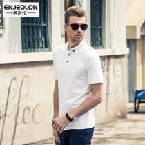 British Jue Lun mens t-shirt solid color lapel short-sleeved polo shirt Summer British slim mens casual Paul shirt