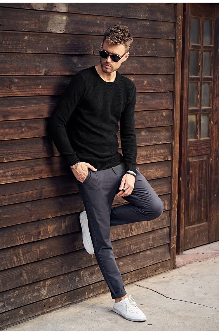 Anh Jubilee Mùa đông nam Cổ tròn Áo len cổ lọ Áo len Giới trẻ Xu hướng Áo len ấm áp áo sweater nam