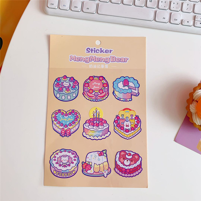 Yellow & Cake RabbitIns wind lovely Cartoon Sweet Cake Bear Stickers Hand account diy mobile phone notebook Water cup seal Decorative stickers