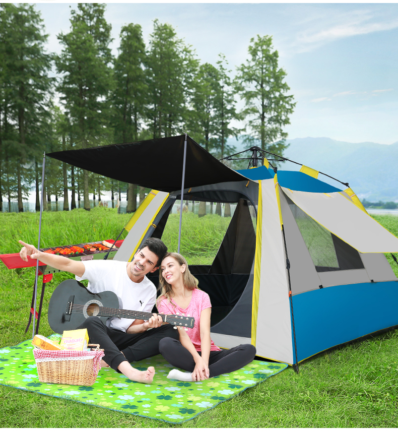Sói Bắc Cực lều ngoài trời 3-4 người nhựa đen chống nắng dày chống bão cắm trại cắm trại tự động mở tốc độ - Lều / mái hiên / phụ kiện lều cọc căng lều