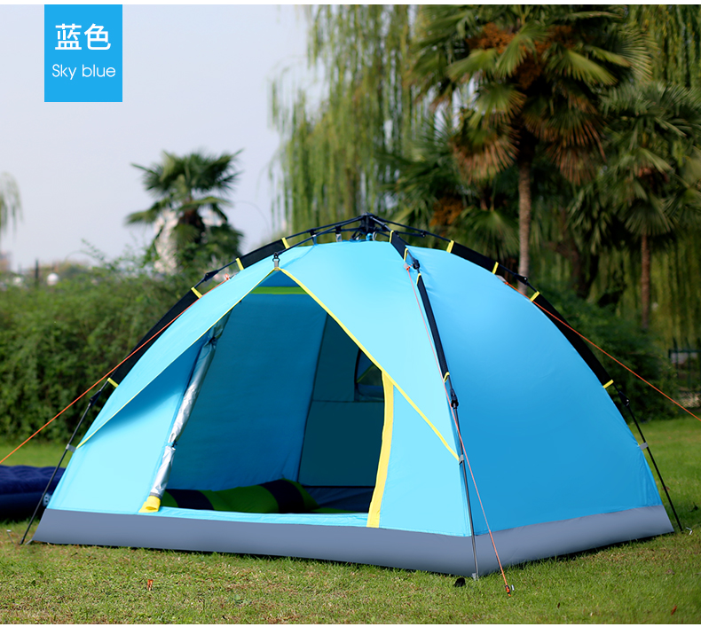 Tự động mở lều ngoài trời cắm trại cắm trại nhà 3-4 người chống mưa ngoài trời thiết bị dày trong nhà - Lều / mái hiên / phụ kiện lều lều hội chợ