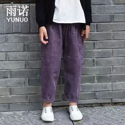 Girls plus velvet pants thickened autumn and winter models wear Foreign style corduroy children's sports pants boys trousers