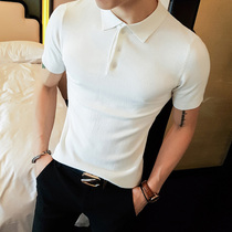 2021 summer short-sleeved POLO shirt mens Korean slim lapel T-shirt trend casual half-sleeved solid color Paul shirt