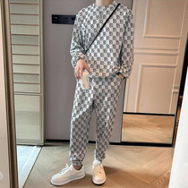 Sport suit mens fall casual set with matching letters printed round collar necropolis loose handsome pair of pants two sets