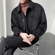 The spring and autumn season short section Son Coat Jacket Mens Loose Korean Version Design Sense Blouses Handsome and Casual Hair jacket