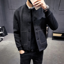 Woolen coat mens 2021 autumn and winter new casual handsome jacket Korean slim-fit short woolen coat trend