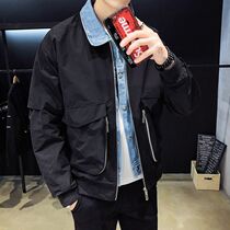 Spring Autumn Jacket Mens Splicing Fake Two Jackets Fashion Trends Casual Blouses Loose and Handsome Personality Outerwear Tide