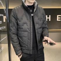 Light and thin down clothes for mens trends 2021 new winter short style collar jacket Korean version warm tooling duck suede