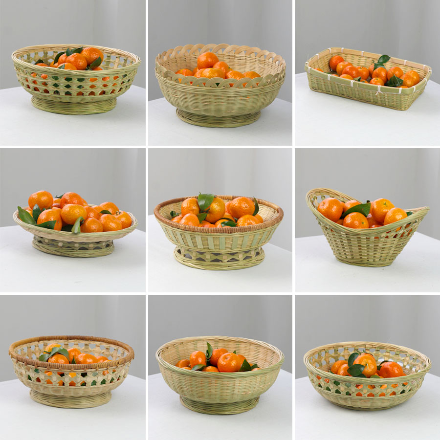 Handmade bamboo fruit plate home living room snacks steamed bread bread dry fruit plate storage refreshment dustpan rice basket