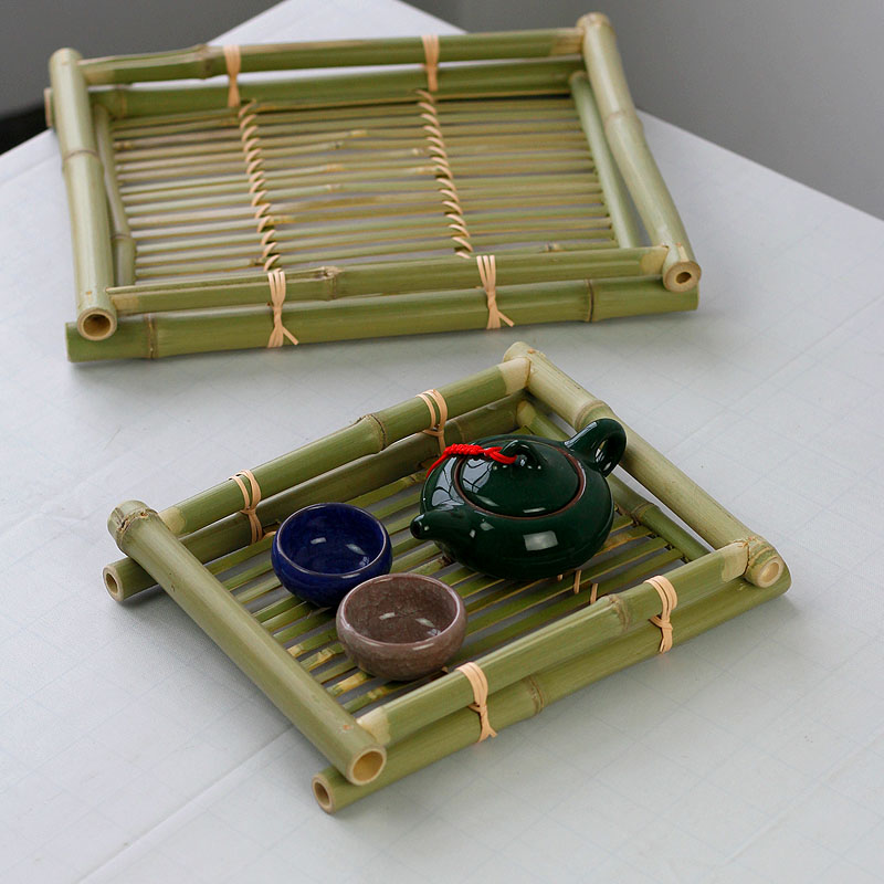 Bamboo Fruit Disk rectangular tea pallet tea dish tableware cake dessert Japanese dry bubble tablet snack