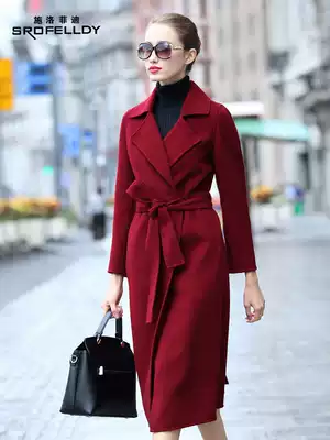 Anti-season Hepburn style double-sided cashmere coat women 2021 new long version of slim wool jacket autumn and winter