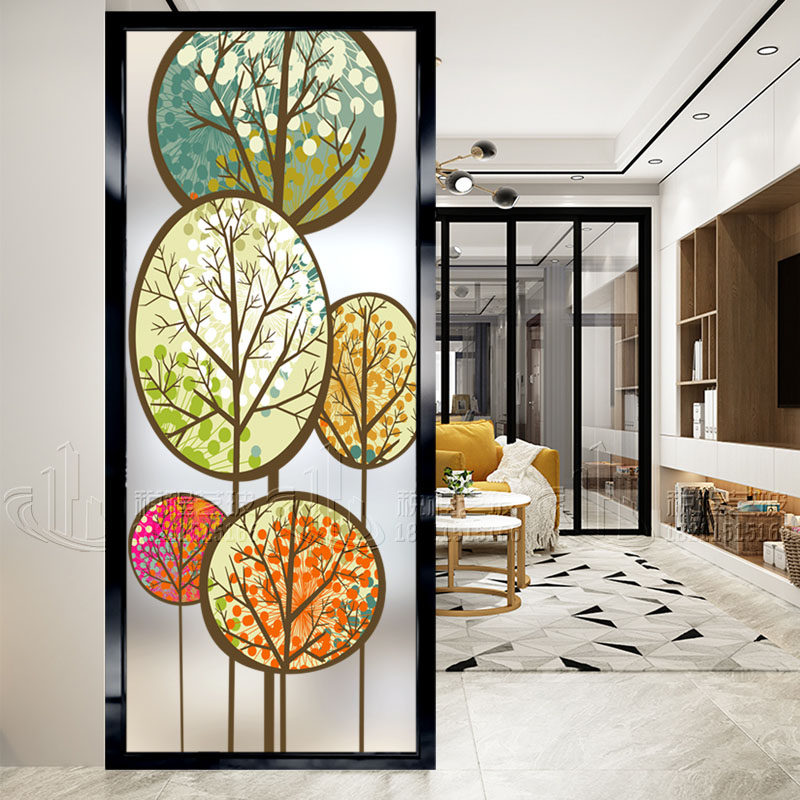 European-style art glass porch living room aisle screen partition entry background wall simple abstract light transmission modern